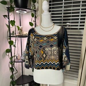 Love Culture Aztec Crop Blouse
